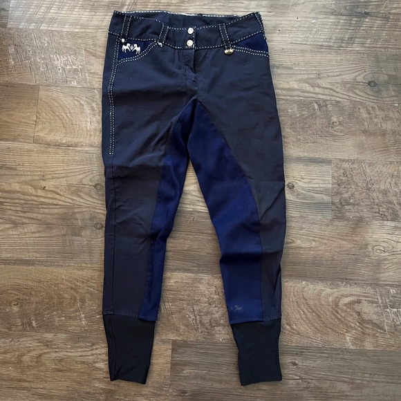 Equine Pants - Equine Couture Blakely Knee Patch Breeches Contrast Saddle Stitch Horse Size 30